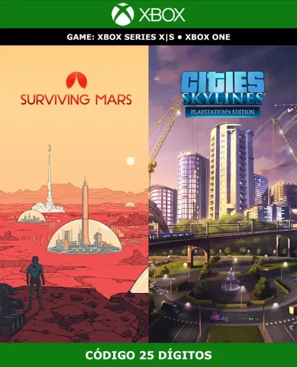 Cities: Skylines + Surviving Mars | Xbox | Código 25 Dígitos gamezzy xbox one series x|s